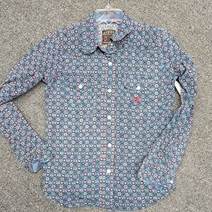 Roper Blue and Red Patterned Kids Button Down Shirt